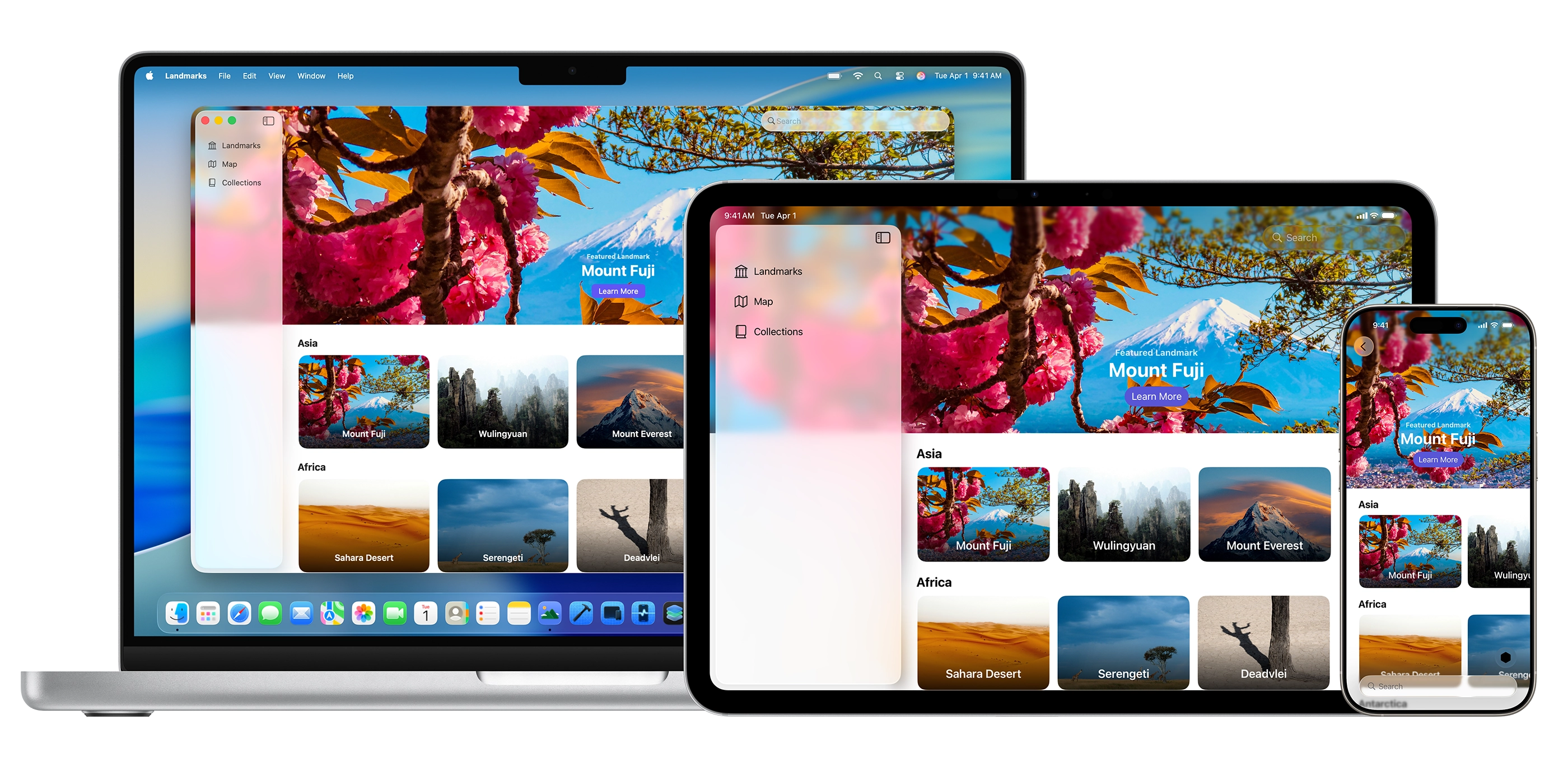 多设备上的原生 SwiftUI 应用界面